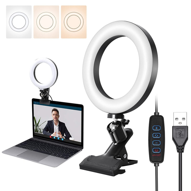  [AUSTRALIA] - 6 Inch Ring Light with Tripod Stand & Phone Holders Dimmable Ringlight for Live Stream/Makeup/YouTube Video/TikTok Compatible with iPhone/Android (Black-TSJ)