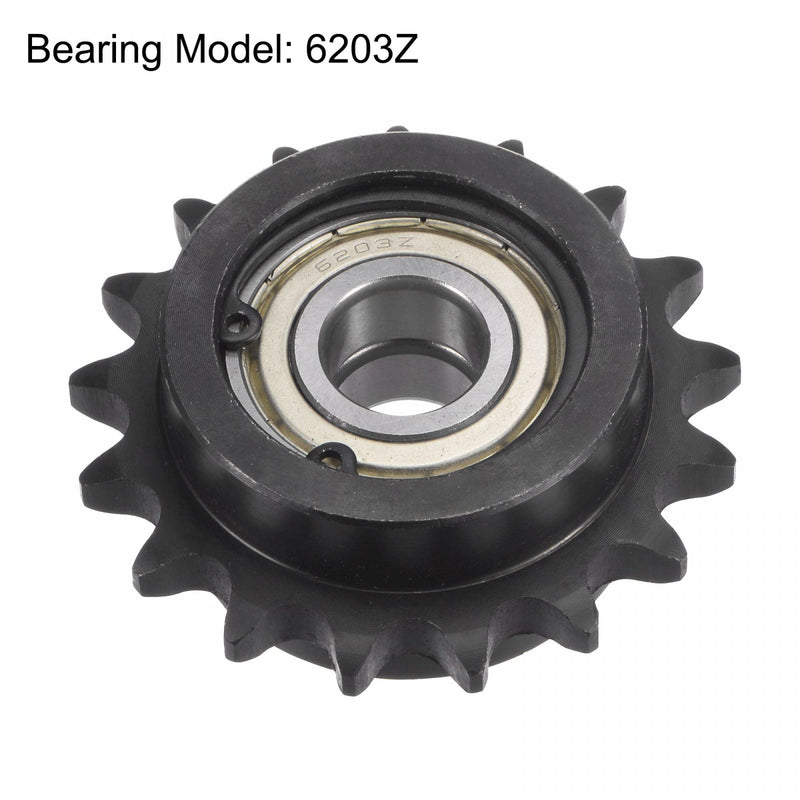  [AUSTRALIA] - uxcell #40 Chain Idler Sprocket, 17mm Bore 1/2" Pitch 17 Tooth Tensioner, Black Oxide Finished C45 Carbon Steel with Insert Double Bearing for ISO 08A Chains