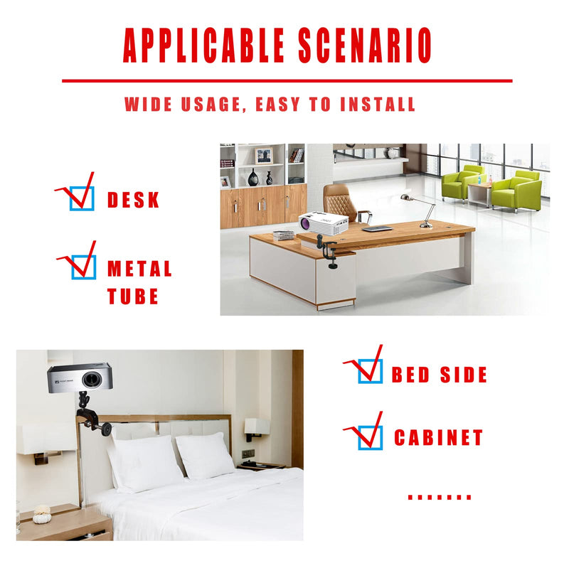  [AUSTRALIA] - Mini Projector Mount, Angle Adjustable Clamp Mount Stand Projector Magic Articulated Mount Projector Clamp Mount Mini Projector Mount Magic Arm Bed Side Projector Clamp for Mini Projector Camera