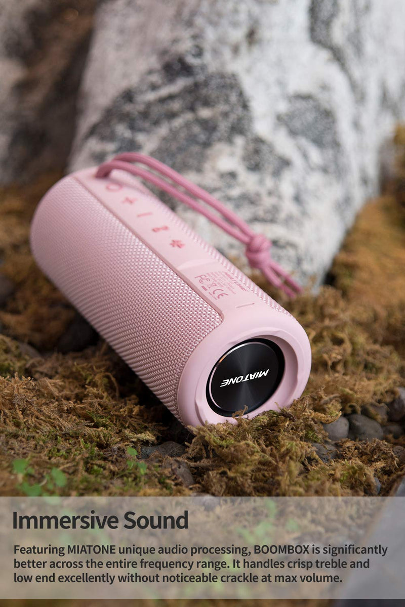 MIATONE Outdoor Portable Bluetooth Speaker Wireless Waterproof - Pink - LeoForward Australia