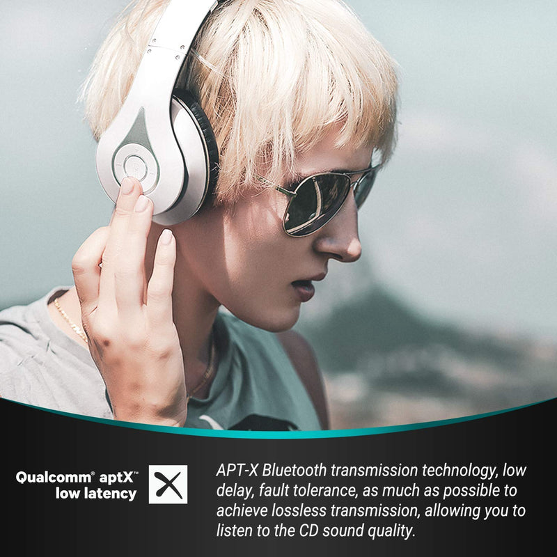 August EP640 Bluetooth Wireless Stereo Headphones with NFC and aptX - White - LeoForward Australia