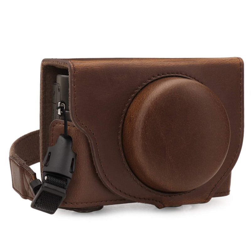  [AUSTRALIA] - MegaGear Ever Ready Leather Camera Case Compatible with Sony Cyber-Shot DSC-RX100 VII Dark Brown