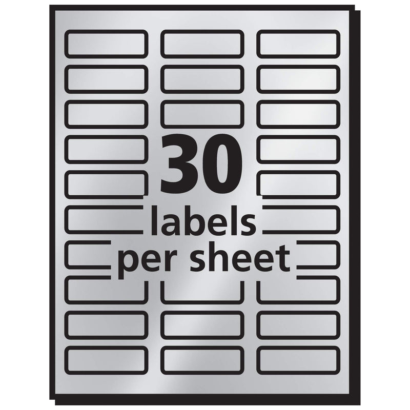 Avery Silver Address Labels for Inkjet Printers, 3/4" x 2-1/4", 300 Labels (8986) - LeoForward Australia