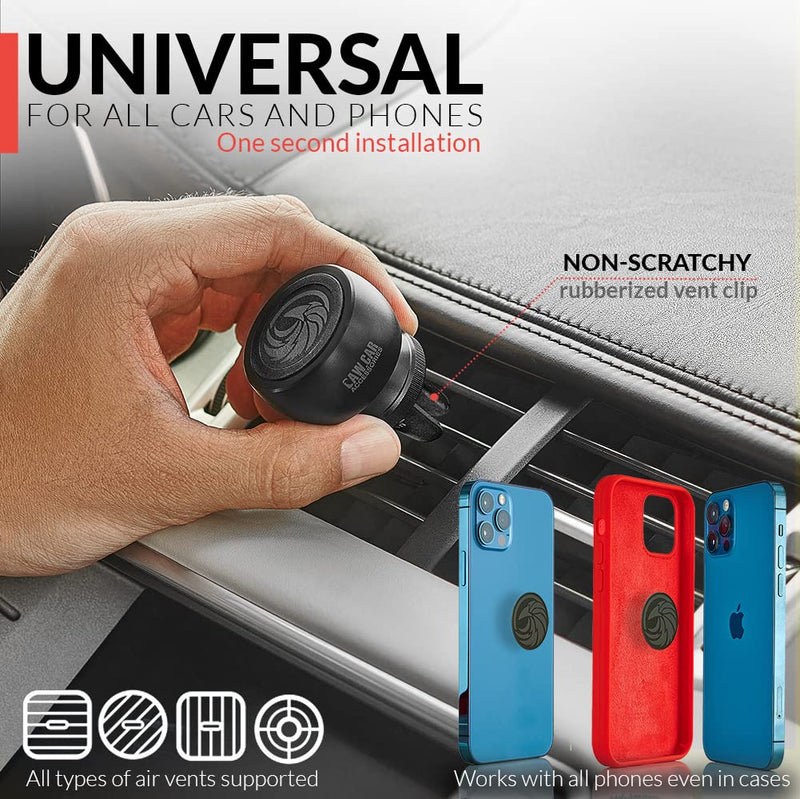  [AUSTRALIA] - New 2023 Magnetic Air Vent Phone Mount for Car - for Any Smartphone (iPhone, Android Cell Phone, GPS) | Stylish All-Metal One-Hand & One-Sec Phone Car Holder, 100 to Safeness & Comfort