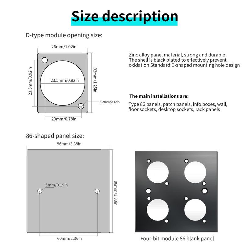  [AUSTRALIA] - QIANRENON USB B to A D Panel Mount Connector,USB 2.0 Data Connector Solderless Socket, Female to Female Converter Data Transfer Connectors for Audio Video Optoelectronic Network,Black