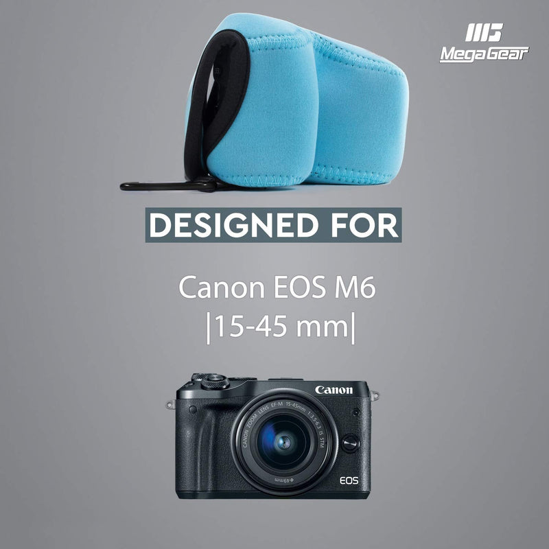  [AUSTRALIA] - Megagear Canon EOS M6 (15-45 mm) Ultra Light Neoprene Camera Case, with Carabiner - Blue - MG1160 15-45 mm