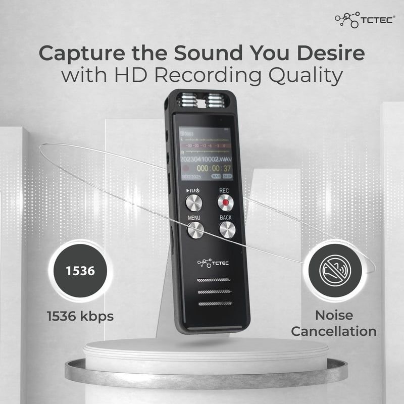  [AUSTRALIA] - 96GB TCTEC Digital Voice Recorder, Voice Activated Recorder with 7000 Hours Recording Capacity, Audio Noise Reduction, Sound Tape Recorder with Playback, Clip-on Mic Dictaphone for Meeting, Lecture