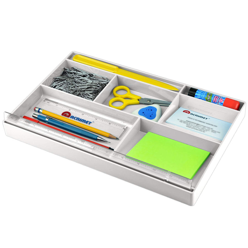 Acrimet Drawer Organizer Bin Multi-Purpose Storage for Desk Supplies and Accessories (Plastic) (White Color) - LeoForward Australia