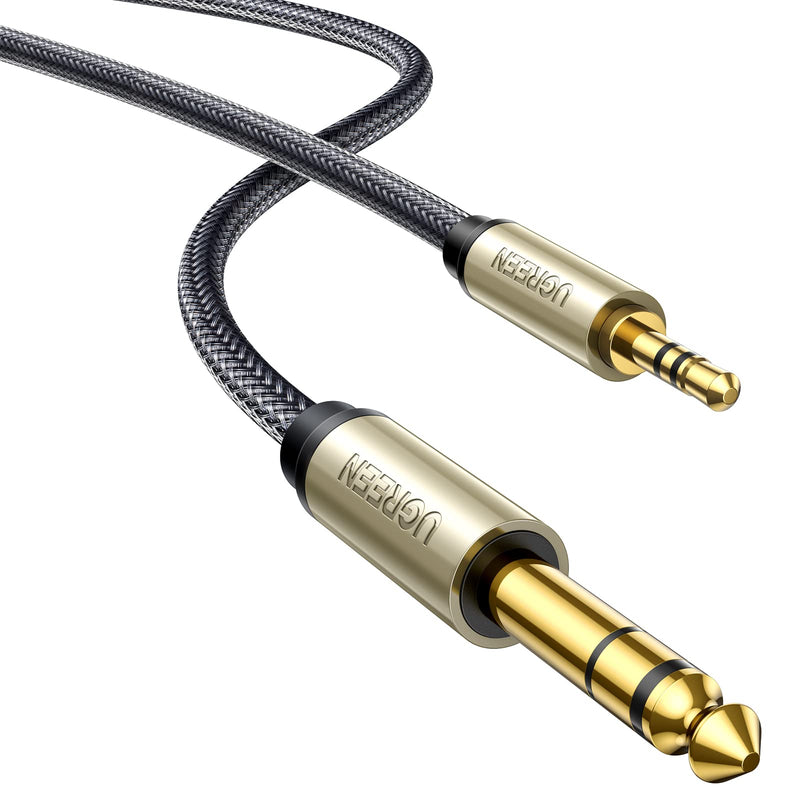  [AUSTRALIA] - UGREEN 1/8 to 1/4 Stereo Cable 3.5mm TRS to 6.35mm Audio Cable Guitar to Aux Male Cord with Zinc Alloy Housing and Nylon Braid for Guitar, Laptop, Home Theater Devices, Speaker and Amplifiers 3FT