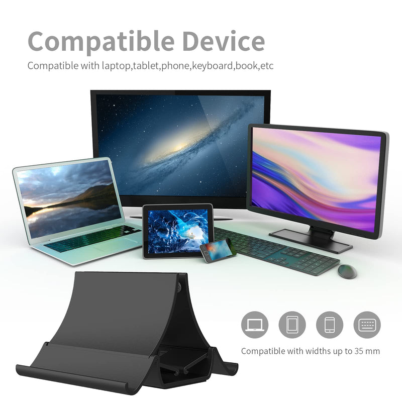 [AUSTRALIA] - Vertical Laptop Stand, Btrfe Laptop Holder with Auto-Adjustment Dock Size, Desk Stand Compatible All LaptopS/ Tablets/ Books (Up to 17.3 Inch) Black