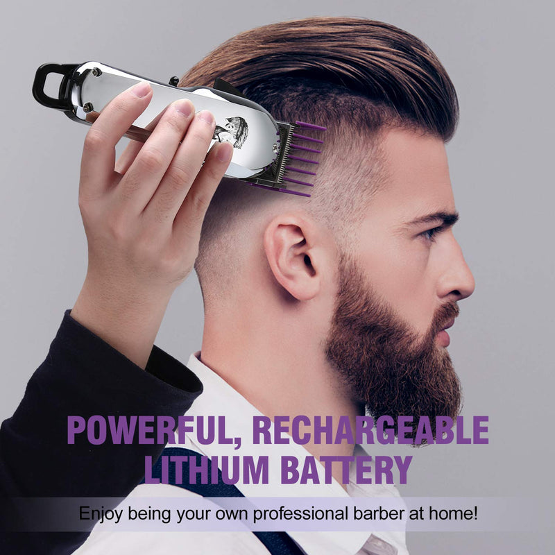 Professional Cordless Hair Clippers for Men Hair cuttings Kit Mustache Body Rechargeable Grooming Kit Mens Beard Trimmer Home Barbers Clipper Set Silver - LeoForward Australia