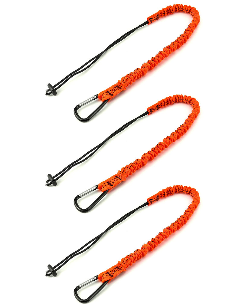  [AUSTRALIA] - QWORK Tool Lanyard, 3 Pack Safety Lanyard Retractable Bungee Cord with Standard Spring Carabiner and Adjustable Loop End