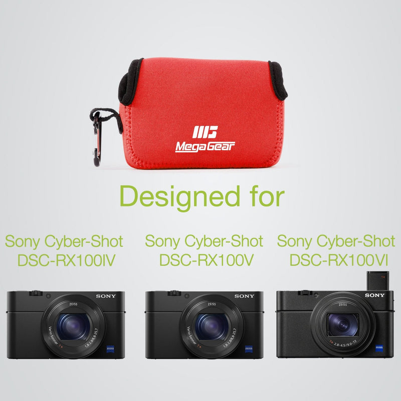  [AUSTRALIA] - MegaGear MG086 Sony Cyber-shot DSC-RX100 VII, Cyber-shot DSC-RX100 VI, DSC-RX100 V, DSC-RX100 IV, DSC-RX100 III, DSC-RX100 II Ultra Light Neoprene Camera Case - Red