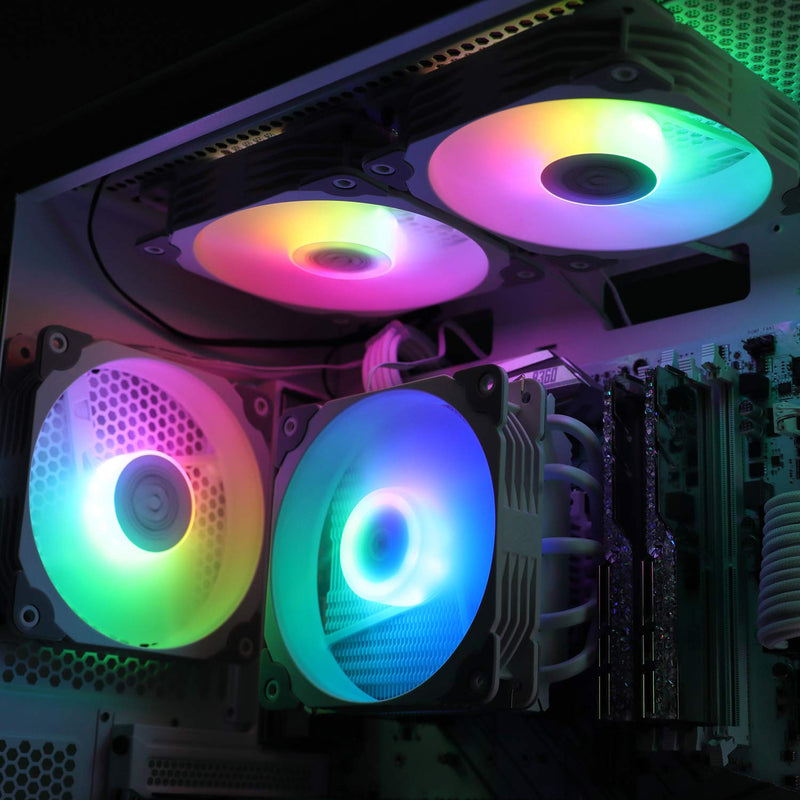  [AUSTRALIA] - Vetroo PC Case Fan, 120mm White High Airflow 5V 3-Pin ARGB & 4-Pin PWM Case CPU Cooling Fan White 1 Pack