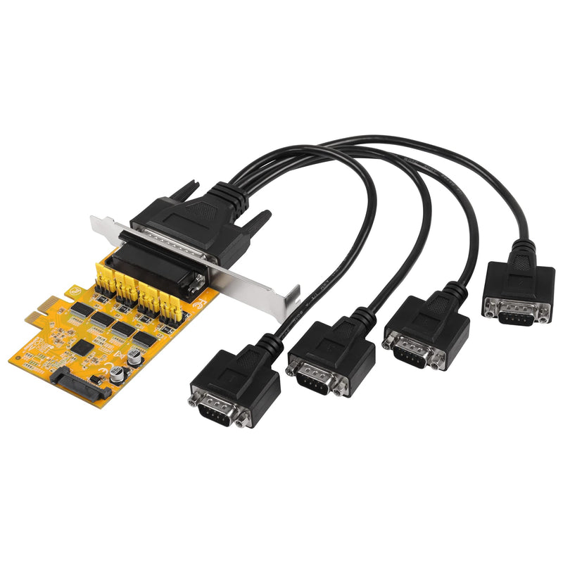  [AUSTRALIA] - CERRXIAN PCIE to 4 Port RS232 Expansion Card,DB9 Dual Channel PCIe X1 AX99100 Expansion Card for Desktop PC,with 4 Port External Cable