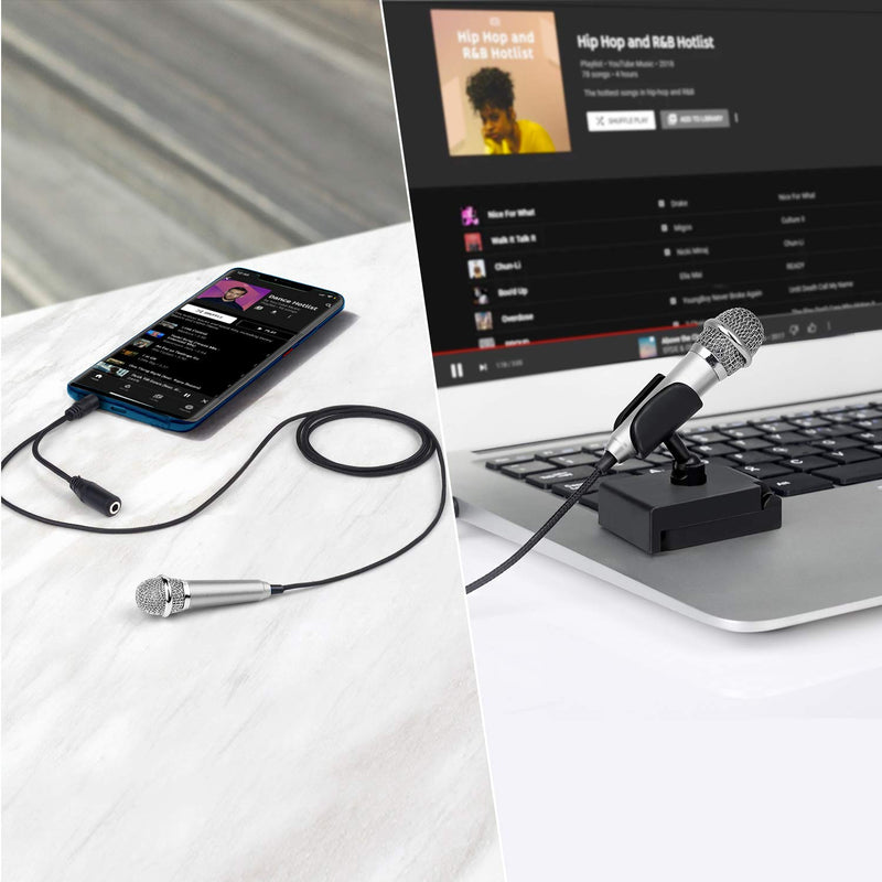  [AUSTRALIA] - Uniwit Mini Portable Vocal/Instrument Microphone for Mobile Phone Laptop Notebook Apple iPhone Sumsung Android with Holder Clip - Silver