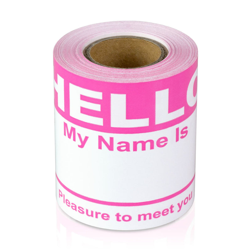 OfficeSmartLabels 2-5/16" x 4" - Hello My Name is Name Tag Stickers - Hello My Name is Name Tag Labels ( 400 Labels / Pink ) 4 Rolls - LeoForward Australia