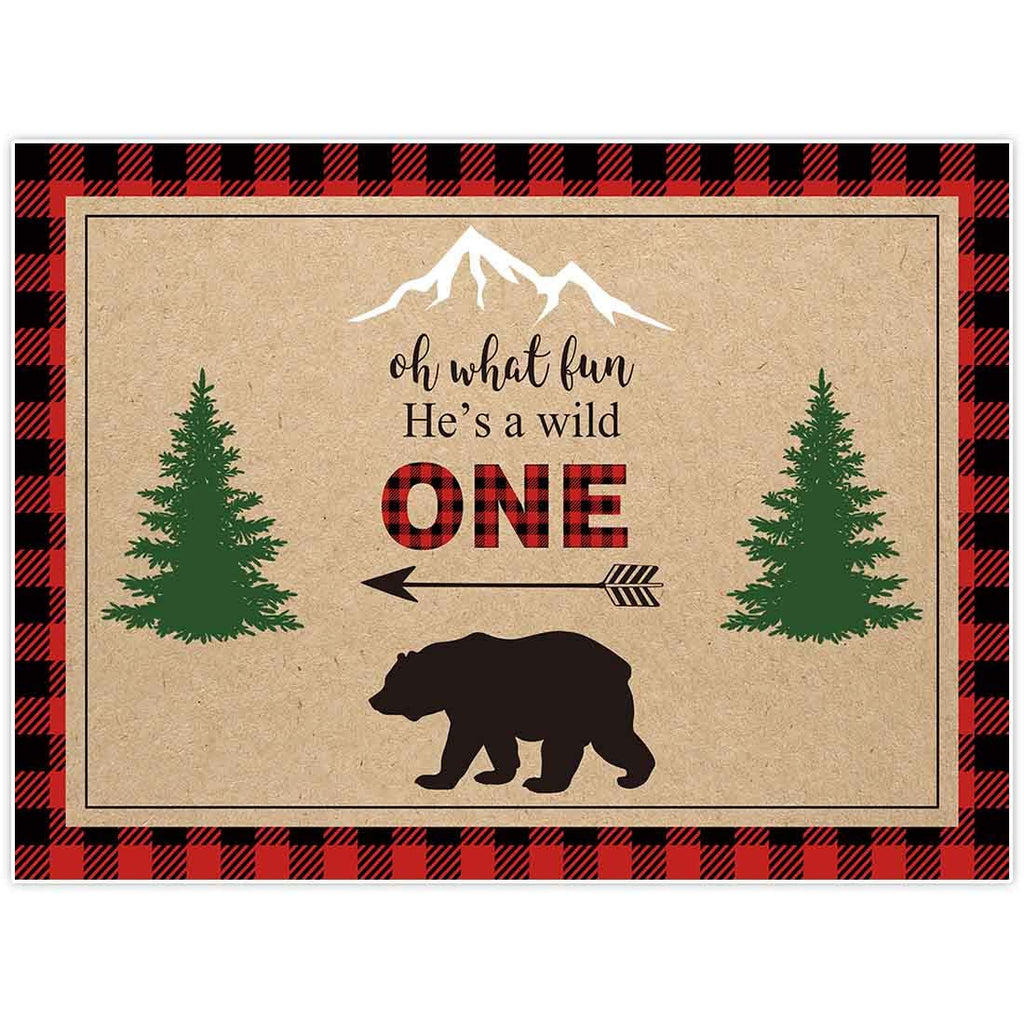  [AUSTRALIA] - Allenjoy 8x6ft He's A Wild One Lumberjack Backdrop Rustic Party Supplies for Little Man Boys 1st First Birthday Home Gathering Events Cake Smash Favors Table Cover Decorations Photoshoot Props Lumberjack 2
