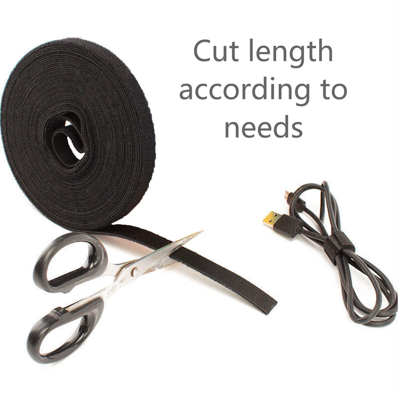  [AUSTRALIA] - ELEYY 164ft x 1/2in Hook Loop Cable Straps - Eley Fastening Cable Ties Reusable Cable Ties Organizer Self Gripping with Strong Self Adhesive Tape Strip Fastener for Home,Office, Wire Bundling 2 Rolls Black