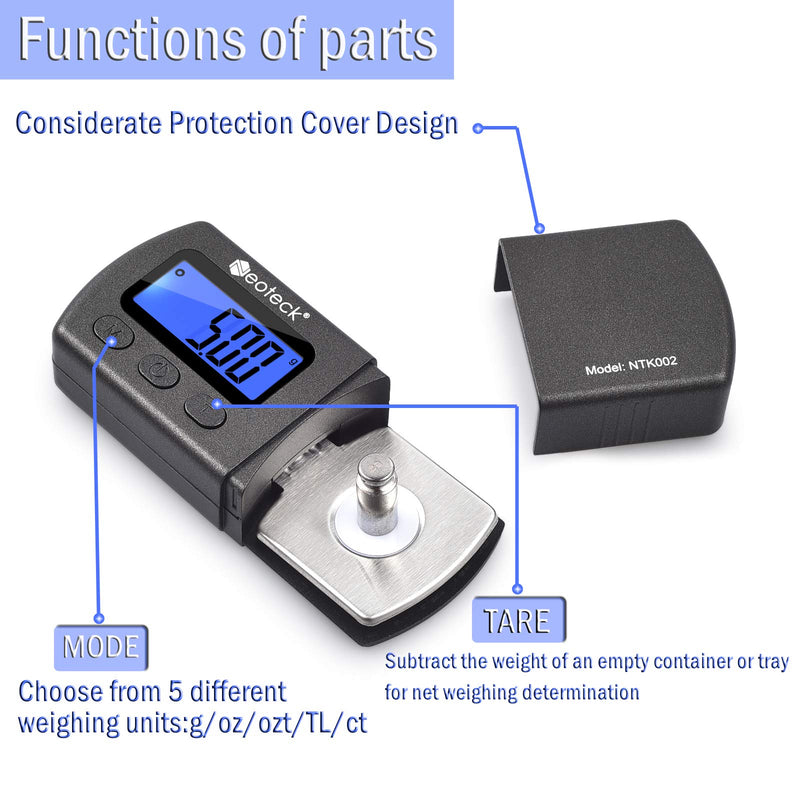  [AUSTRALIA] - Neoteck Digital Turntable Stylus Force Scale Gauge 0.01g/5.00g Blue LCD Backlight for Tonearm Phono Cartridge Black