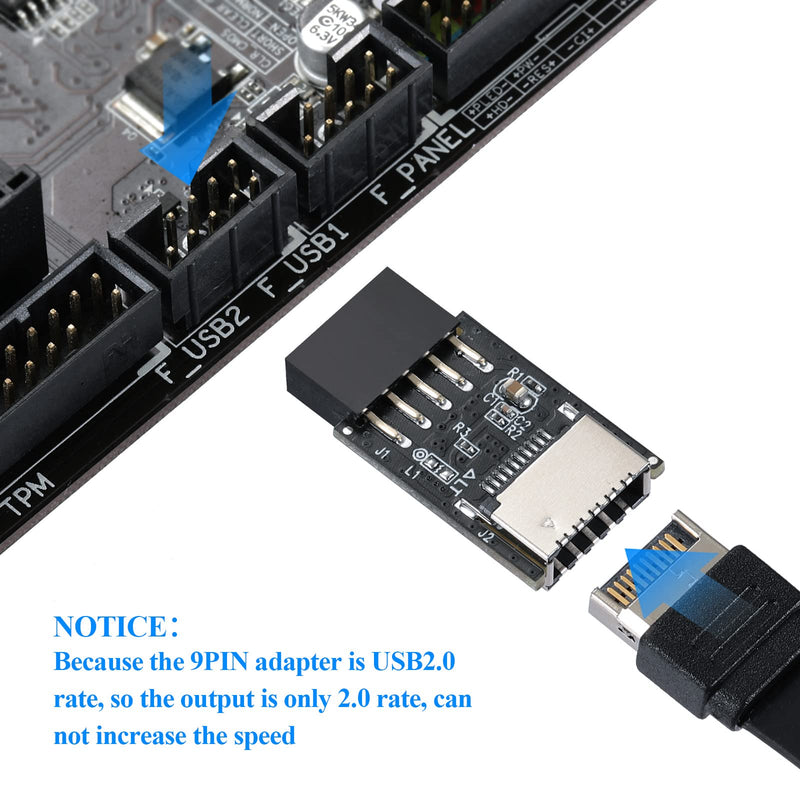  [AUSTRALIA] - MZHOU USB 2.0 Front Panel Header USB 9pin to USB 2.0 Type-E Internal Adapter