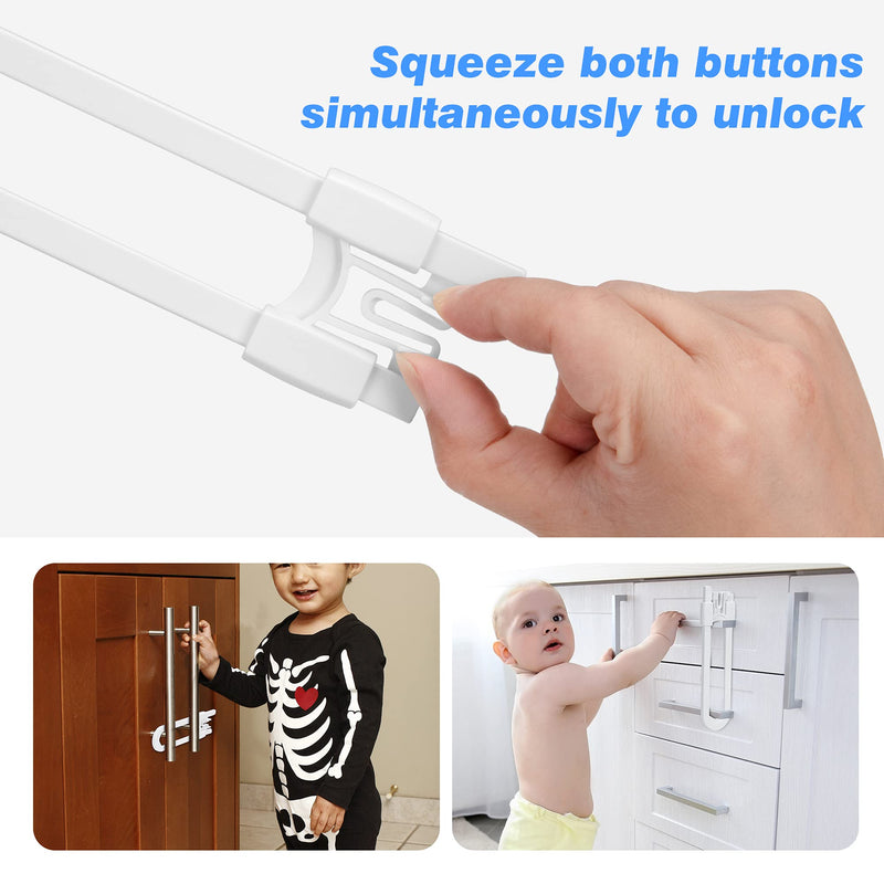  [AUSTRALIA] - Vmaisi Baby Sliding Cabinet Locks - 4 Pack Adjustable U Shaped Child Safety Locks,Childproof Latches for Kitchen Bathroom Storage Cupboards Doors, Handles and Knobs White (4)