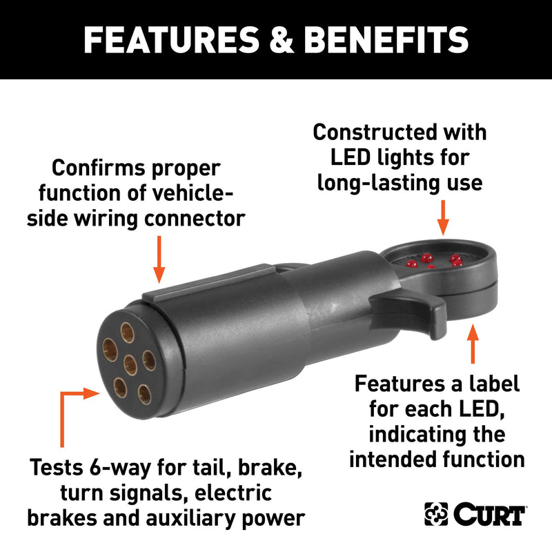  [AUSTRALIA] - CURT 58650 6-Pin Round Trailer Wiring Towing Vehicle Socket Tester
