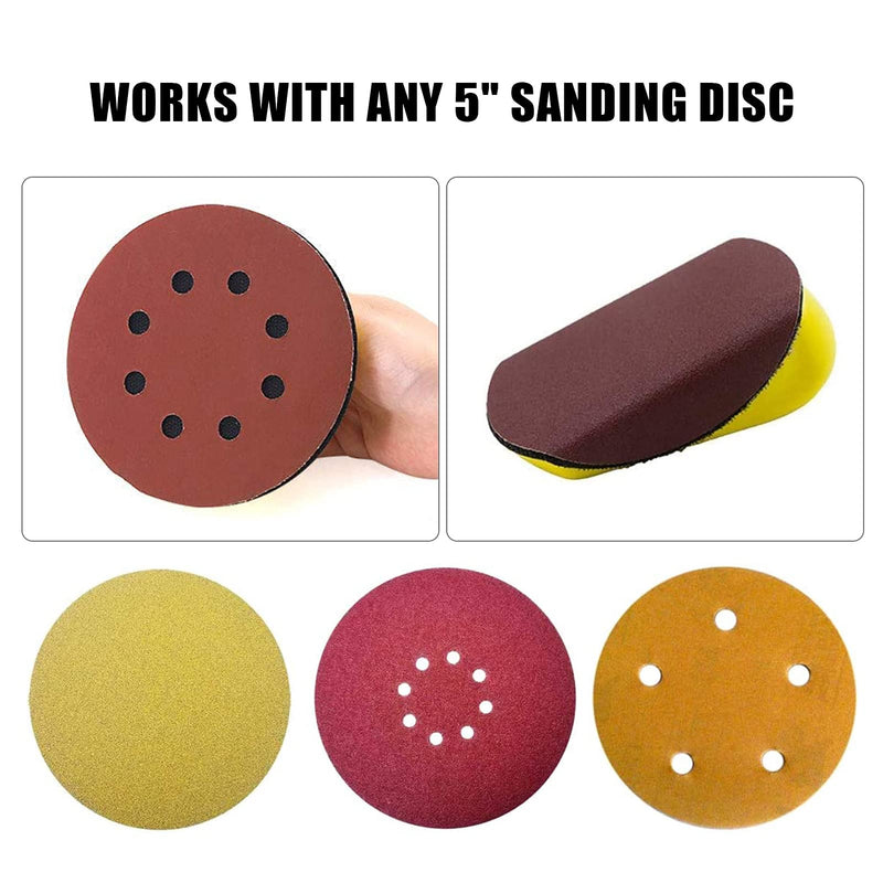  [AUSTRALIA] - VIBRATITE 5 Inch Hook and Loop Round & Mouse Hand Sanding Block, Ideal for Woodworking, Furniture Restoration, Home and Automotive Body,Sanding Pad Hook Backing Plate for Sanders or Polishers,2PCS 5" Round + Mouse