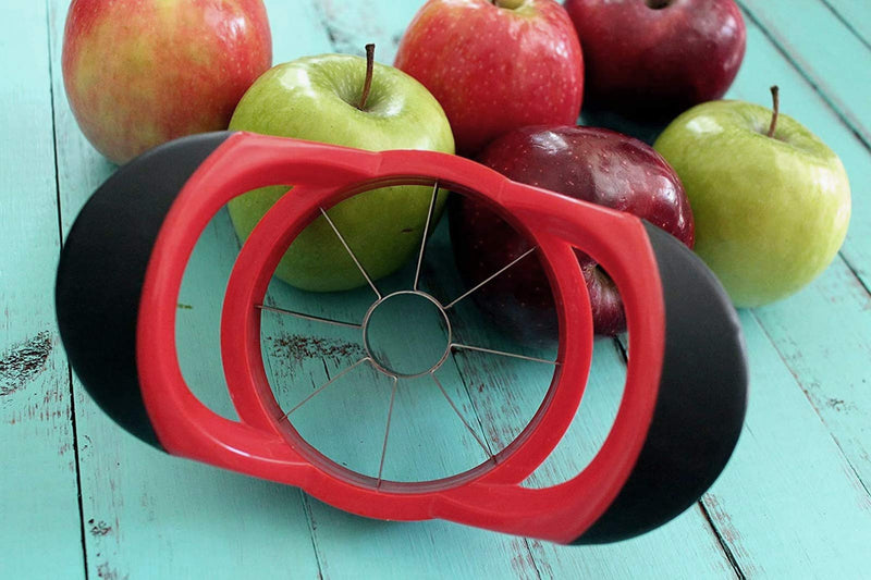  [AUSTRALIA] - Ortarco Apple Corer Slicer Fruit Cutter Divider 8 Stainless Steel Blades Non-Slip Handle Kitchen Tool Red