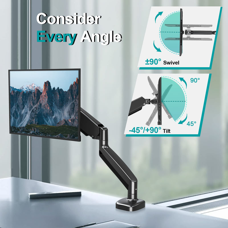  [AUSTRALIA] - MOUNT PRO Single Monitor Desk Mount - Articulating Gas Spring Monitor Arm, with VESA Extension Bracket Adapter,Fits Most 13 to 35-inch Screens,VESA 200×100 ,200×200