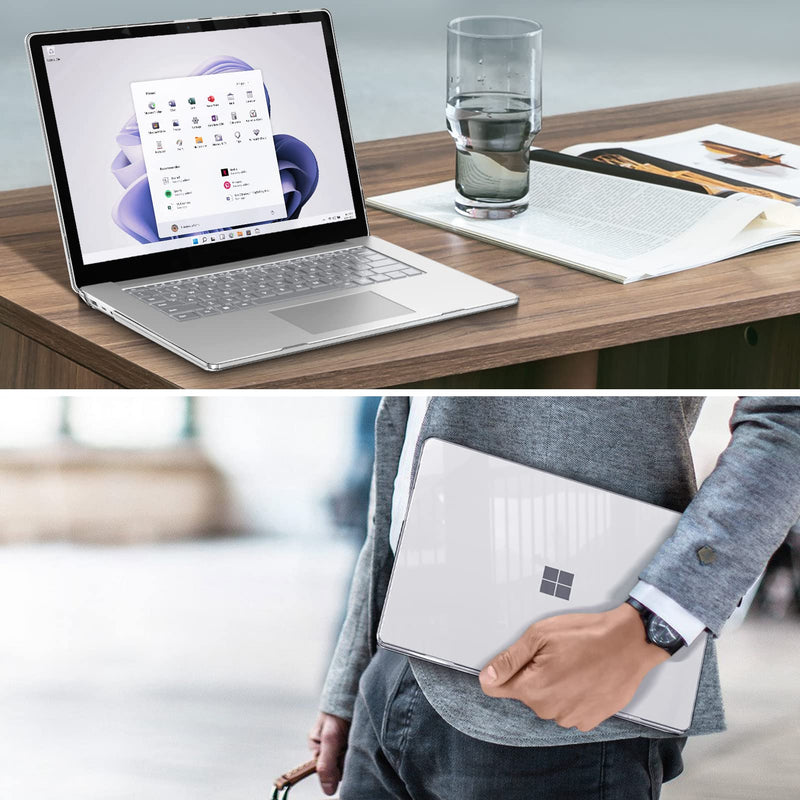  [AUSTRALIA] - Fintie Case for 15 Inch Microsoft Surface Laptop 5 4 3 with Metal Keyboard (Model: 1872/1873//1953/1979) - Protective Slim Snap On Hard Shell Cover, Crystal Clear