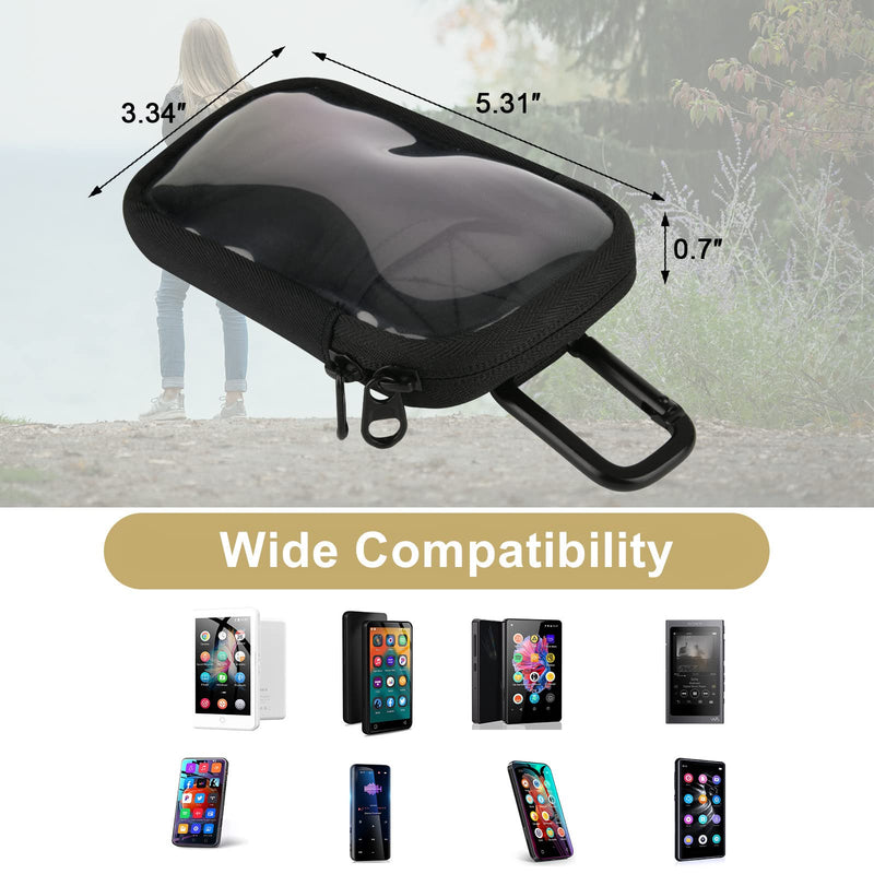  [AUSTRALIA] - TXEsign MP3 & MP4 Player Carry Case Bag with Clear Window Travel Carrying Case for 4" Touch Screen MP3 MP4 Music Player Case Storage Bag with Inner Pocket for Earphones, USB Cable, Memory Card (Black) Black