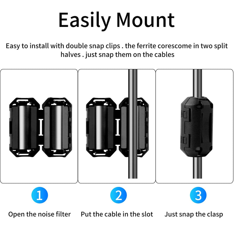  [AUSTRALIA] - Ferrite Toroidal Black RFI EMI Noise Reduction Cable Clip 20pcs