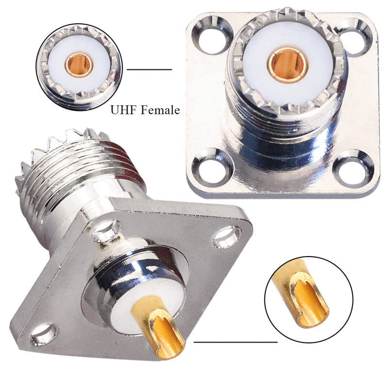  [AUSTRALIA] - TUOLNK 2 Pack SO239 UHF Female 4 Hole Chassis Mount Connector Flange Panel UHF RF Coax Adapter UHF Female Plug PL259 Solder Cup Coaxial Connector UHF Adapter UHF Female Connector