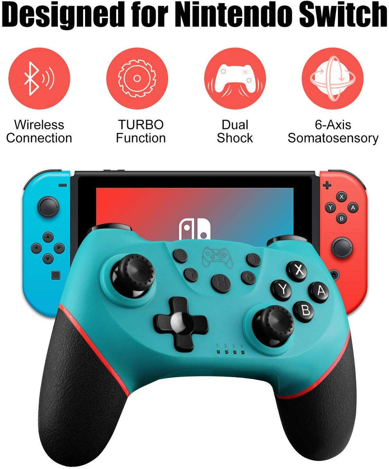  [AUSTRALIA] - Switch Controller, Wireless Pro Controller Gamepad Compatible with Switch Support Amibo, Wakeup, Screenshot and Vibration Functions-Blue
