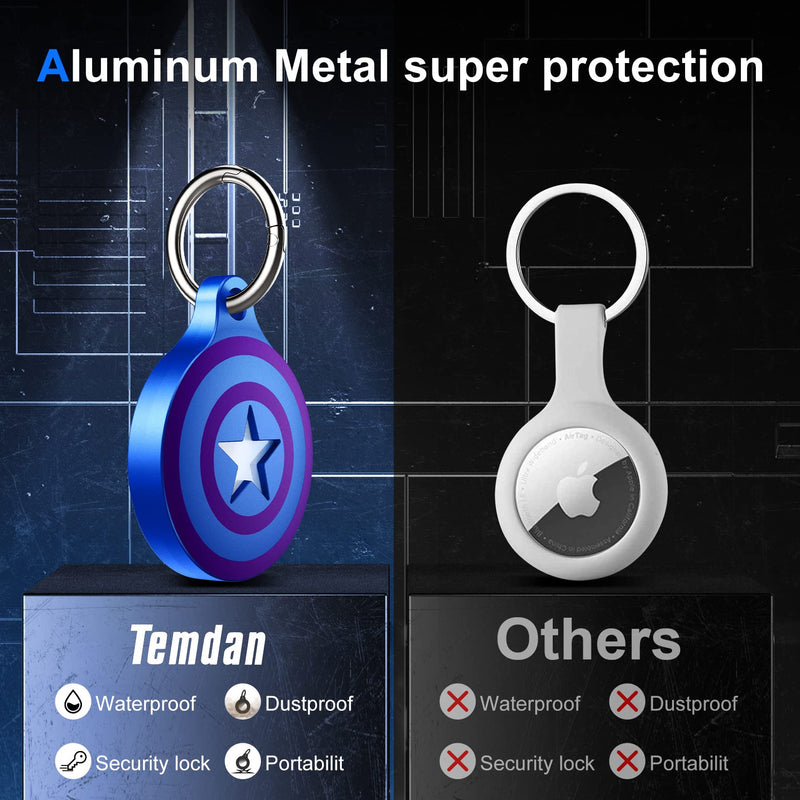  [AUSTRALIA] - Lanteso Aluminum Metal AirTag Keychain for Apple Airtags Holder, [Full Body Shockproof][Waterproof ] [Dustproof][Anti-Scratch] Airtag Case for Wallet, Luggage, Cat, Dog, Pets((Blue) Blue