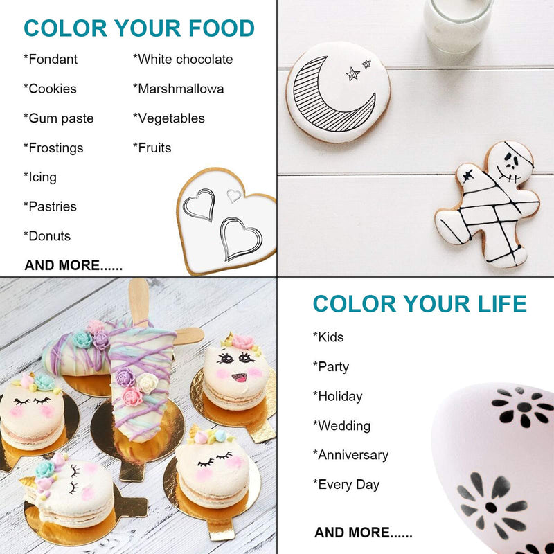  [AUSTRALIA] - Food Coloring Markers, Double Tips Black Food Coloring Pens with Fine & Thick Tip, Edible Gourmet Writer Food Grade Decorator Pens for Decorating Cookies, Cakes, Fondant, Desserts, Easter Eggs Writing 3 Pcs