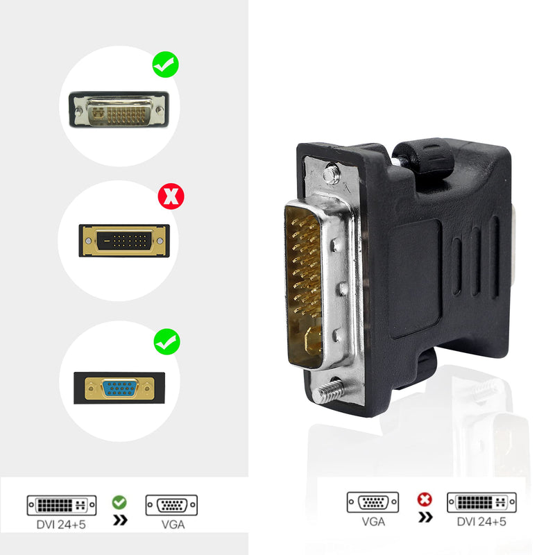  [AUSTRALIA] - PNGKNYOCN DVI to VGA Adapter, 24+5 DVI Male to VGA Female Converter Supports 1080P, for Computer, Graphics Card to HDTV, Projector(2 Pack)