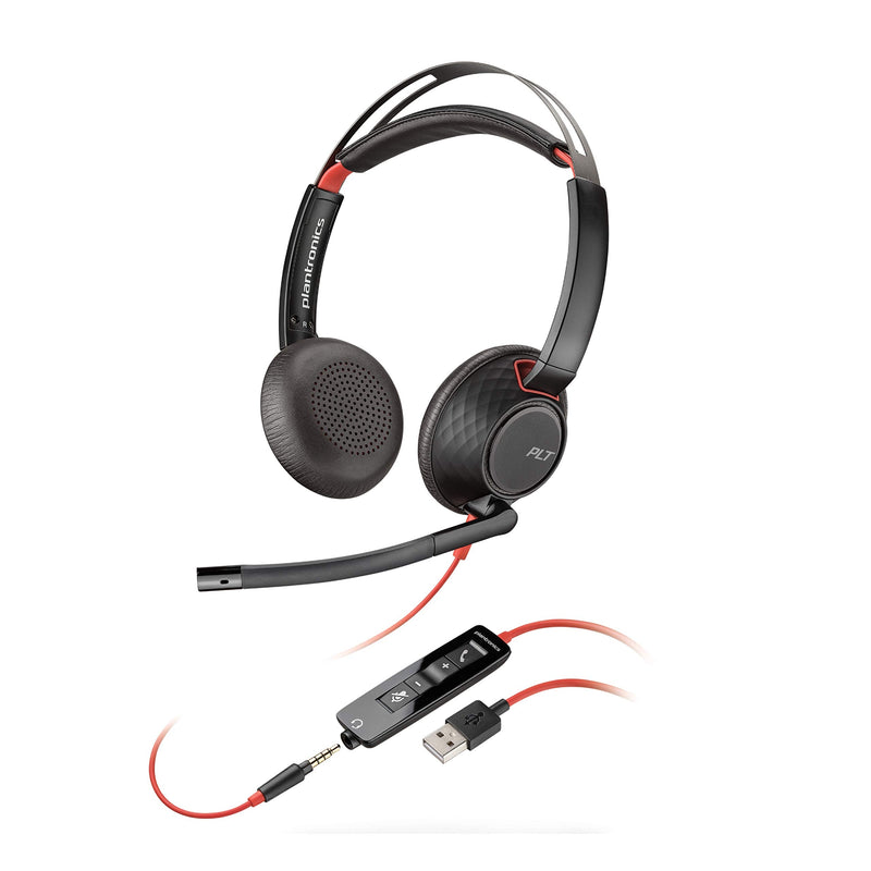  [AUSTRALIA] - Plantronics - Blackwire C5220 - Wired, Dual-Ear (Stereo) Headset with Boom Mic - USB-A, 3.5 mm to connect to your PC, Mac, Tablet and/or Cell Phone Basic Packaging