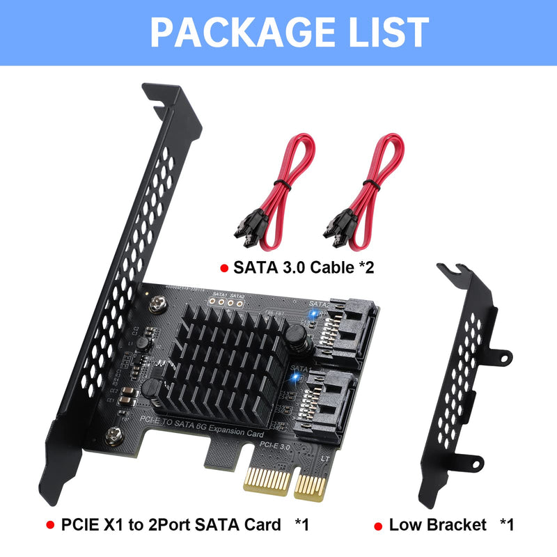  [AUSTRALIA] - ACTIMED PCI-E X1 to SATA 3.0 Controller Card, 2-Port SATA III 6Gbps Expansion Cards, Supports PCI-Express (1X 4X 8X 16X) Slot, Support SSD and HDD, for Windows10/7/8/XP/Vista/linux PCIE SATA 2 port