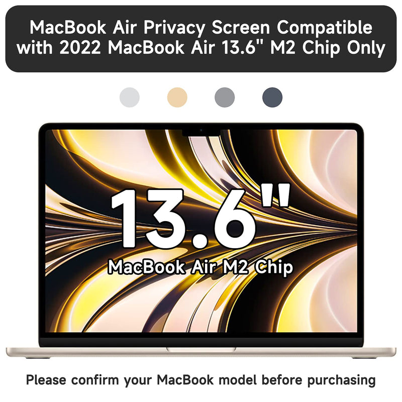  [AUSTRALIA] - Magnetic Laptop Privacy Screen Compatible with Apple 2022 MacBook Air 13.6'' M2 Chip A2681, Anti Blue Light Glare Privacy Screen Filter for MacBook Air 13.6 Inch Screen, Bubble Free/Easy to Install