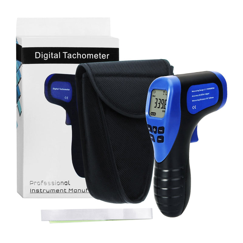  [AUSTRALIA] - Handheld Digital Laser Non-Contact Tachometer, 2.5-99999 RPM, Record (60 Data) / MAX/MIN/AVG Function, ± 0.02% + 1 Digtal Accuracy, Tachometer Tach. Meter display Portable tachometer