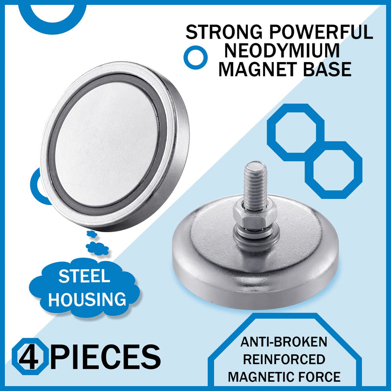  [AUSTRALIA] - 4 Pack Neodymium Round Magnet with M6 Male Thread, 150 lb Round Magnet with Bolt Stud Mounting Magnet for Lighting, Camera and Other Brackets 4 150lb Magnet