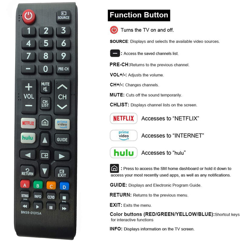  [AUSTRALIA] - Newest Universal Remote Control for All Samsung TV Remote Compatible All Samsung LCD LED HDTV 3D Smart TVs Models