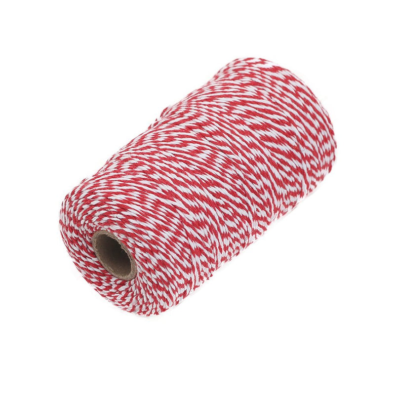  [AUSTRALIA] - Tenn Well Red and White Twine, 656 Feet 200m Cotton Bakers Twine Perfect for Baking, Butchers, Crafts and Christmas Gift Wrapping