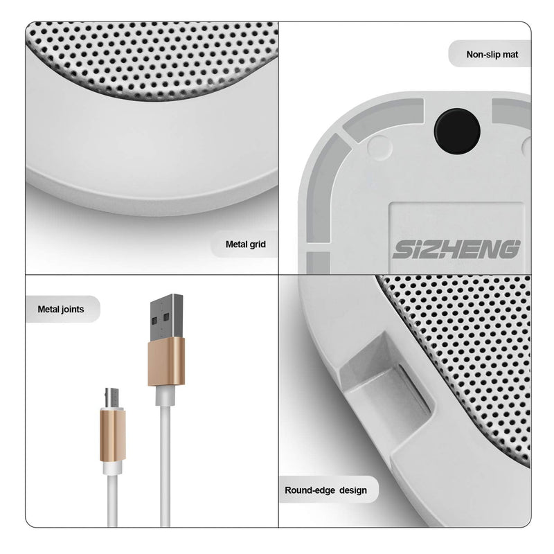  [AUSTRALIA] - SiZHENG USB Microphone for PC Gaming Computer Microphone Plug Play Omnidirectional Condenser Boundary Microphone for Online Meeting, Livingstreaming, Podcasting(White) white
