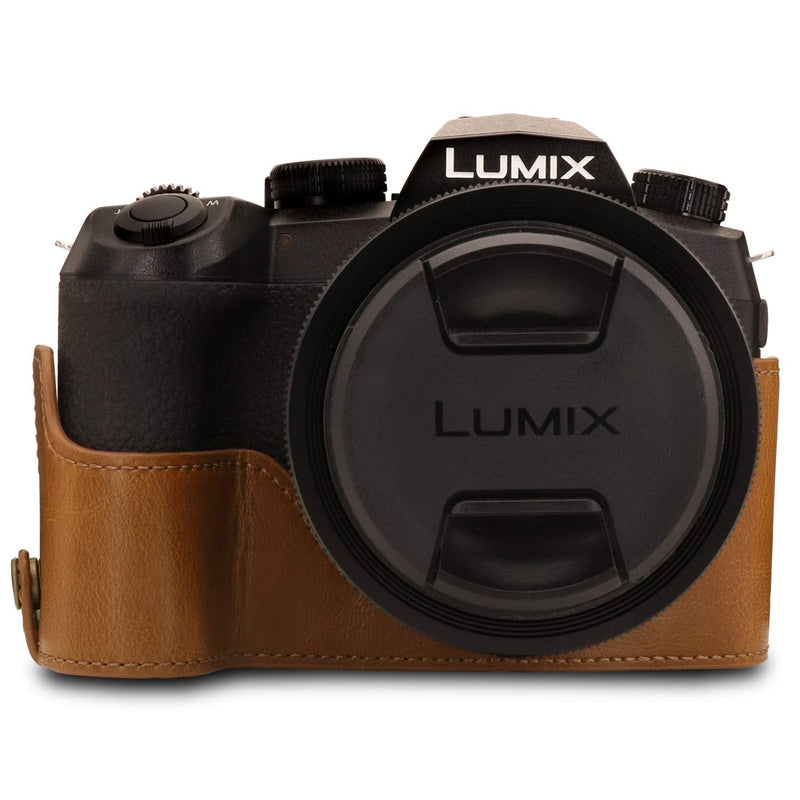  [AUSTRALIA] - MegaGear Ever Ready Leather Camera Case Compatible with Leica V-Lux 5, Panasonic Lumix DC-FZ1000 II Light Brown