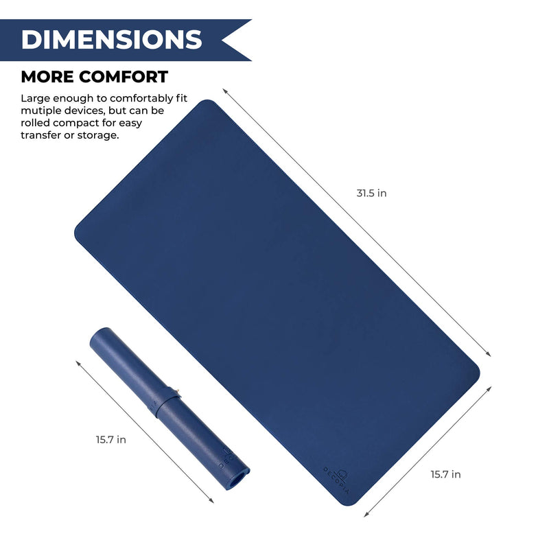 DECOPIA Desk Mat-Office Mouse Pad with Anti-Slip Suede Bottom31.5x15.7-inch Desk Pad for Men and Women and Practical-Waterproof Soft PU Leather Design with Strengthened Edge Finish (Dark Blue) Dark Blue - LeoForward Australia