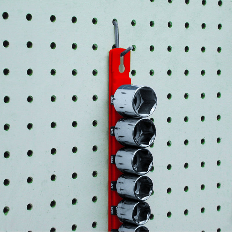 Ernst Manufacturing 8411M-Red-3/8 8-Inch Magnetic Socket Organizer with 9 3/8-Inch Twist Lock Clips, Red - LeoForward Australia