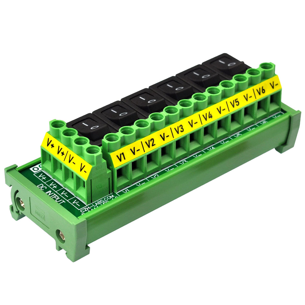  [AUSTRALIA] - DIN Rail Mount 6 Channel Rocker Switch DC Power Distribution Strip Module